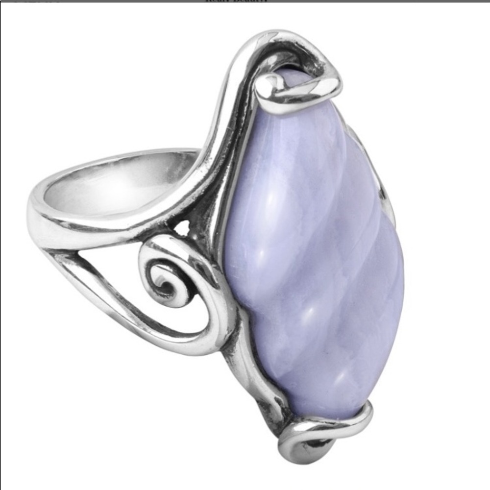 ♥️REDUCED Carolyn Pollack sterling silver blue lace Agate carved gemstones ring.